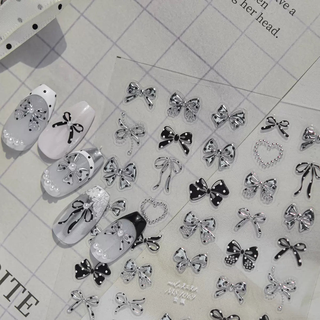 Chrome Silver Bow Nail Stickers
