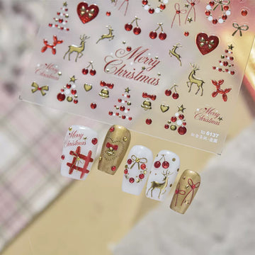 Silver Metallic Christmas Decor Nail Stickers