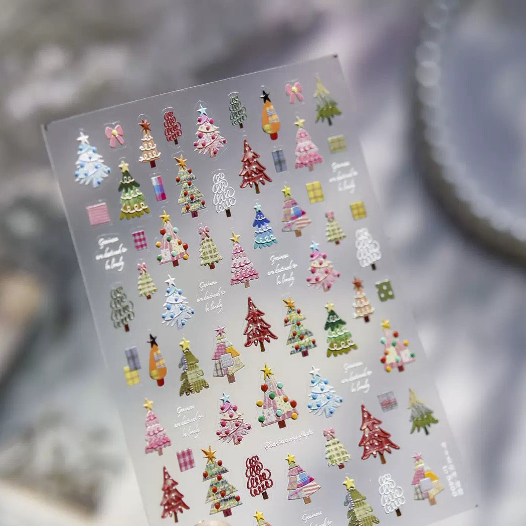 Color Christmas Tree 3D Nail Stickers