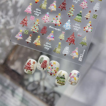 Color Christmas Tree 3D Nail Stickers